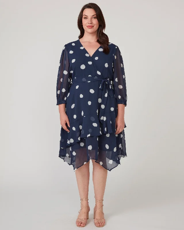 Begin Again Asymm 3/4 Dress | Navy/Milk