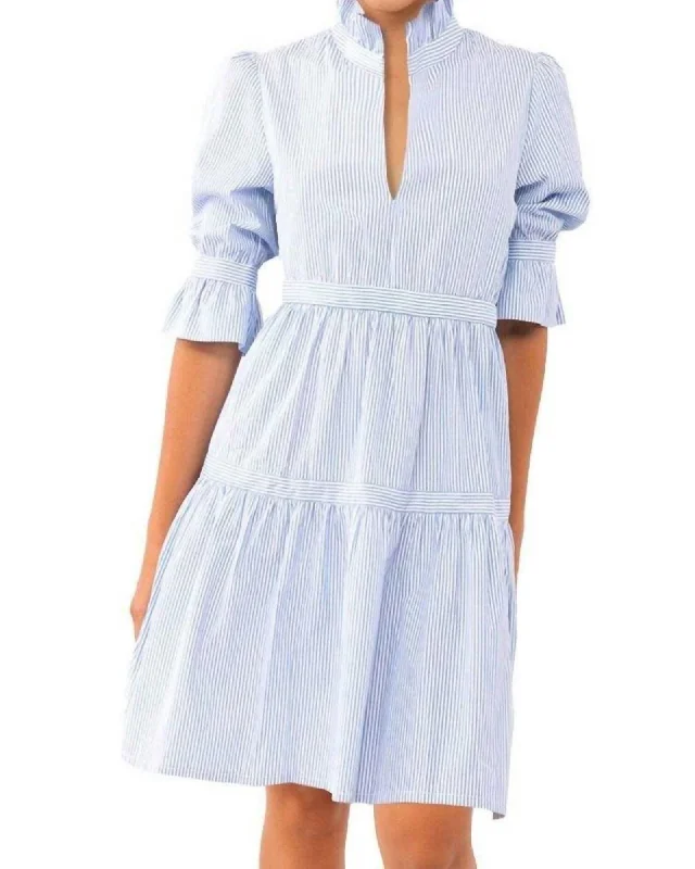 Teardrop Dress - Stripe Wash & Wear In Periwinkle | Periwinkle