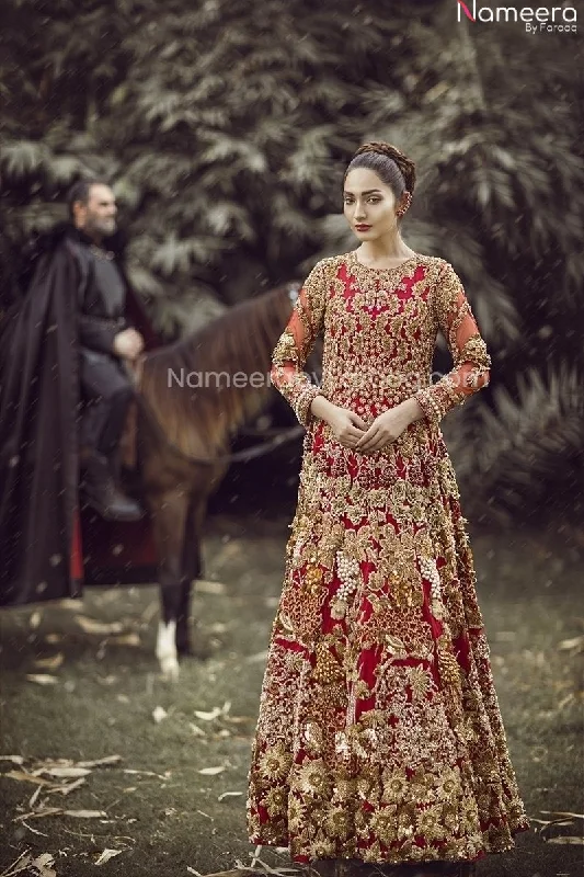 Bridal Lehenga with Long Gown Dulhan Dress Pakistani #BN885