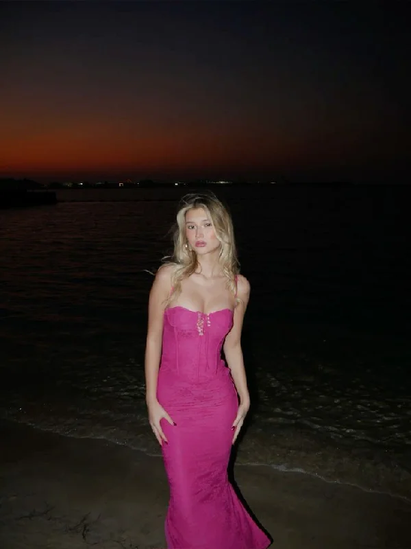 Hot Pink Evening Dresses Long Prom Party Gown     S6900