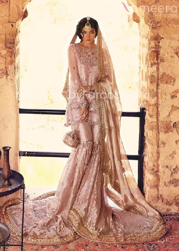 Designer Raw Silk Sharara Style Bridal Dress #BN868