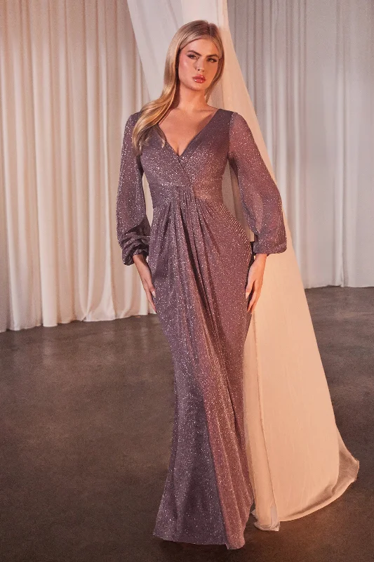 CINDERELLA DIVINE CK2141 Long Sleeve Sheath Draped Dress