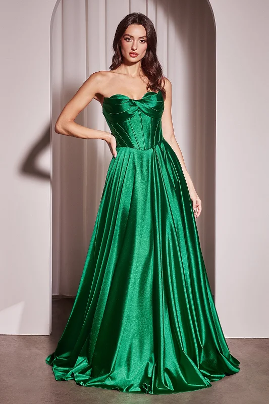 CINDERELLA DIVINE CD378 Strapless Satin A-Line Dress