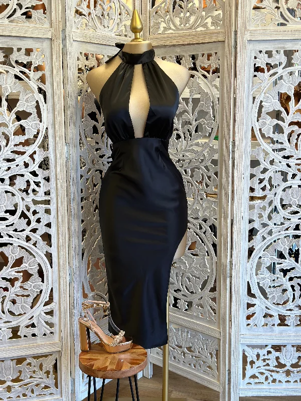 Black Chain Halter Neck Dress