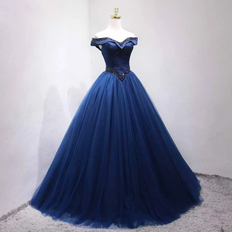 Ball Gown Off-the-Shoulder Sleeveless Sweep/Brush Train With Beading Satin Dresses