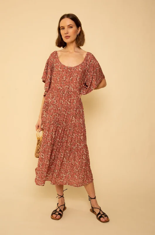 Rachel Dress in Terracotta Floral
