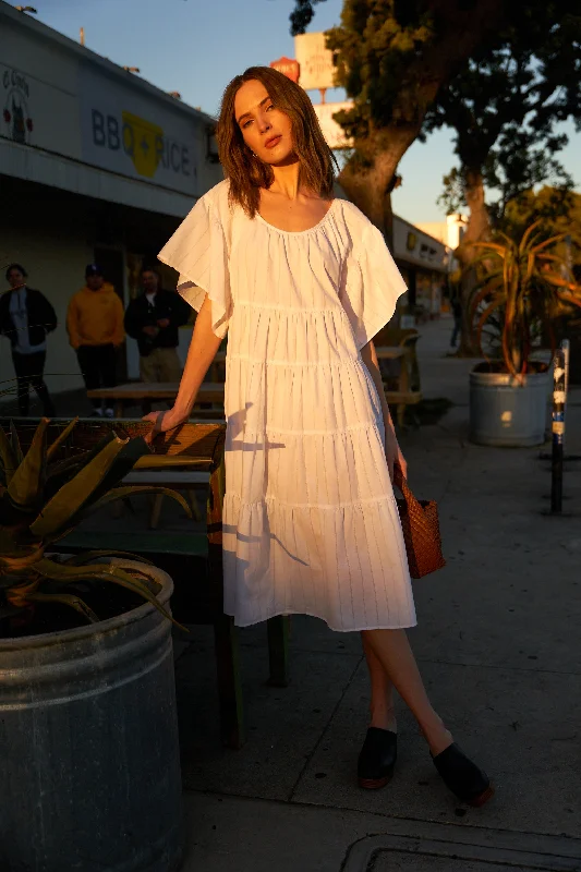 Rachel Dress in White Poplin