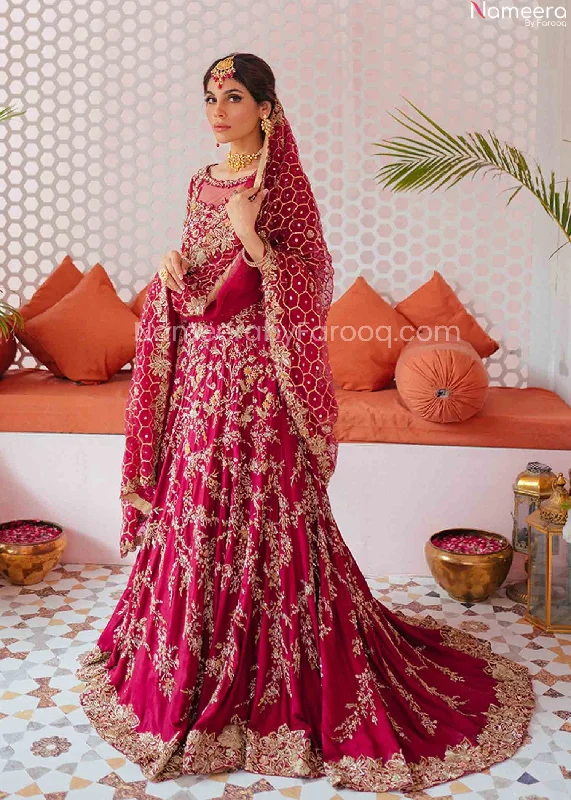 Pakistani Pink Lehenga Bridal Dress with Choli #BN975