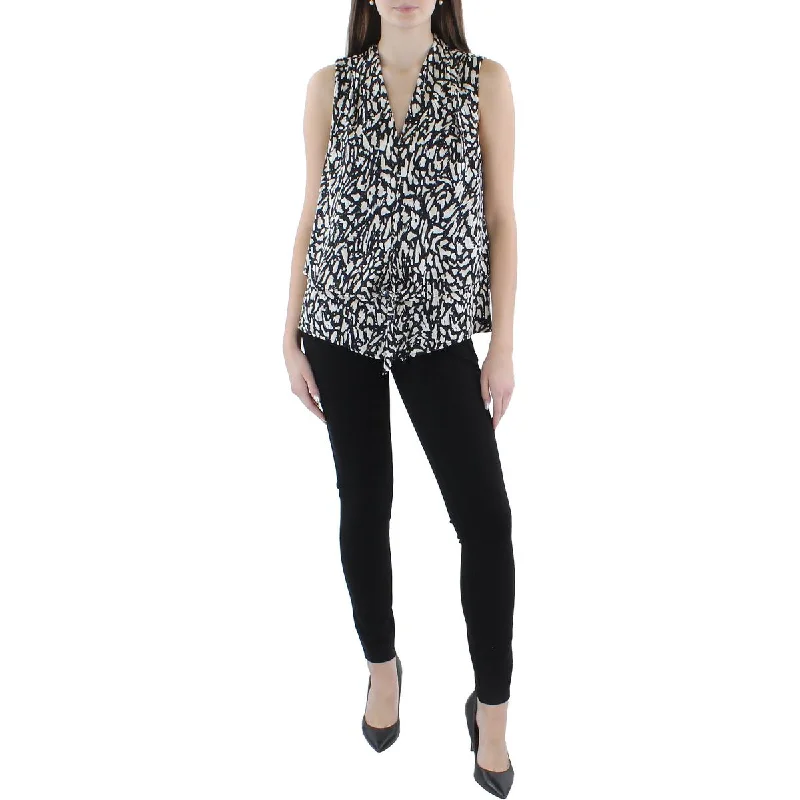 Nic + Zoe Womens Printed Sleeveless Blouse Puff Sleeve Blouse