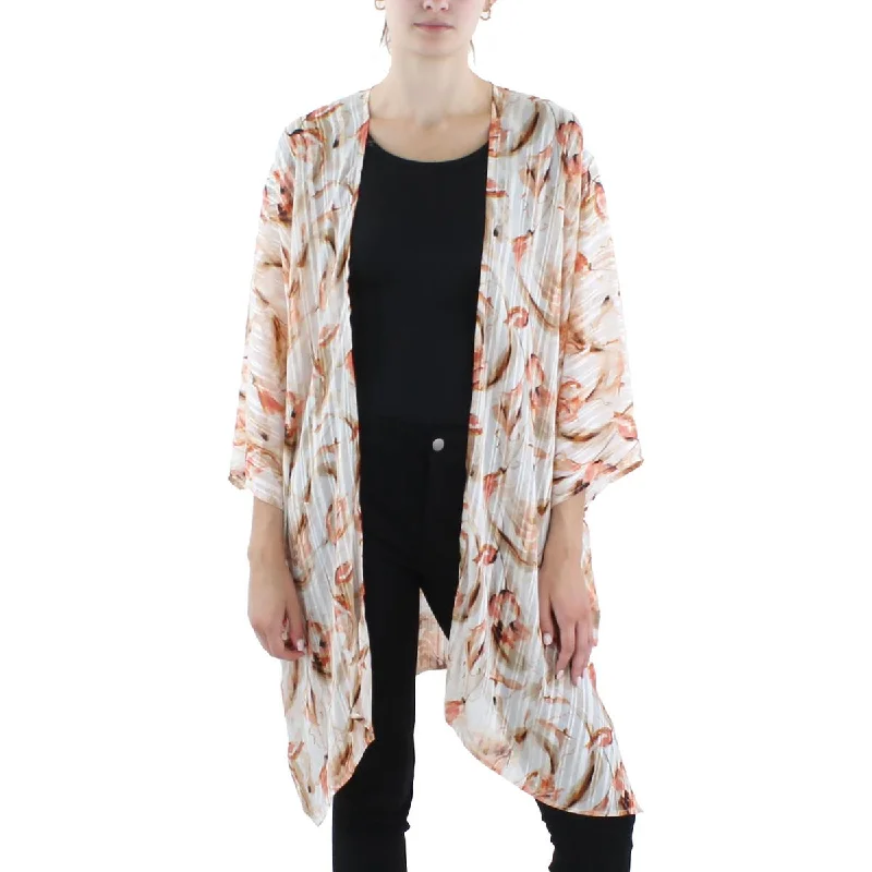 Anne Klein Womens Floral Print  Blouse Subtle Shimmer Blouse