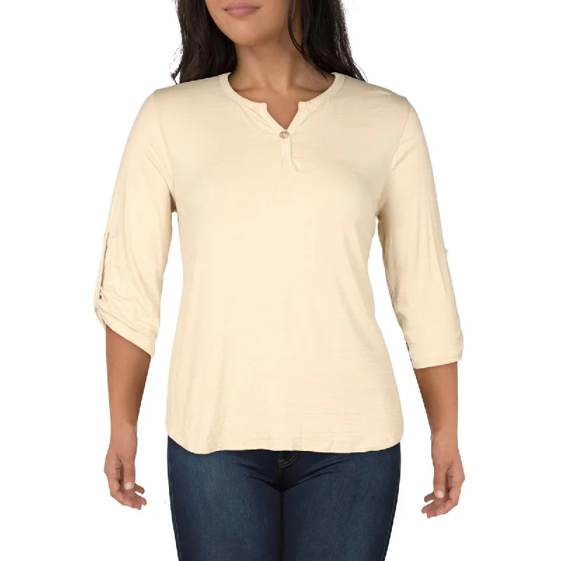 Coin 1804 Womens Plus Slub Knit Blouse Modern Oversized Blouse
