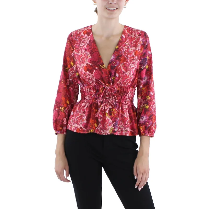 Derek Lam 10 Crosby Womens Smocked  Blouse Relaxed Fit Blouse