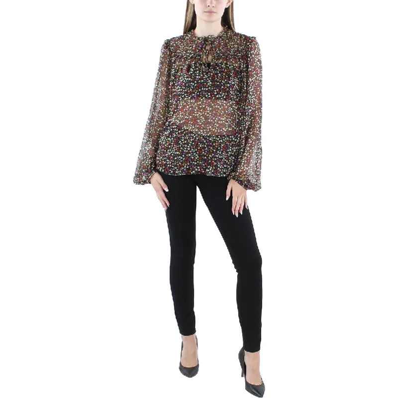Joie Womens Chiffon Floral Print Blouse Soft Satin Blouse