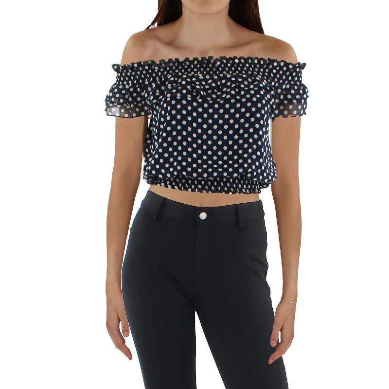 Lauren Ralph Lauren Womens Banded Off-The-Shoulder Blouse Elegant Office Blouse