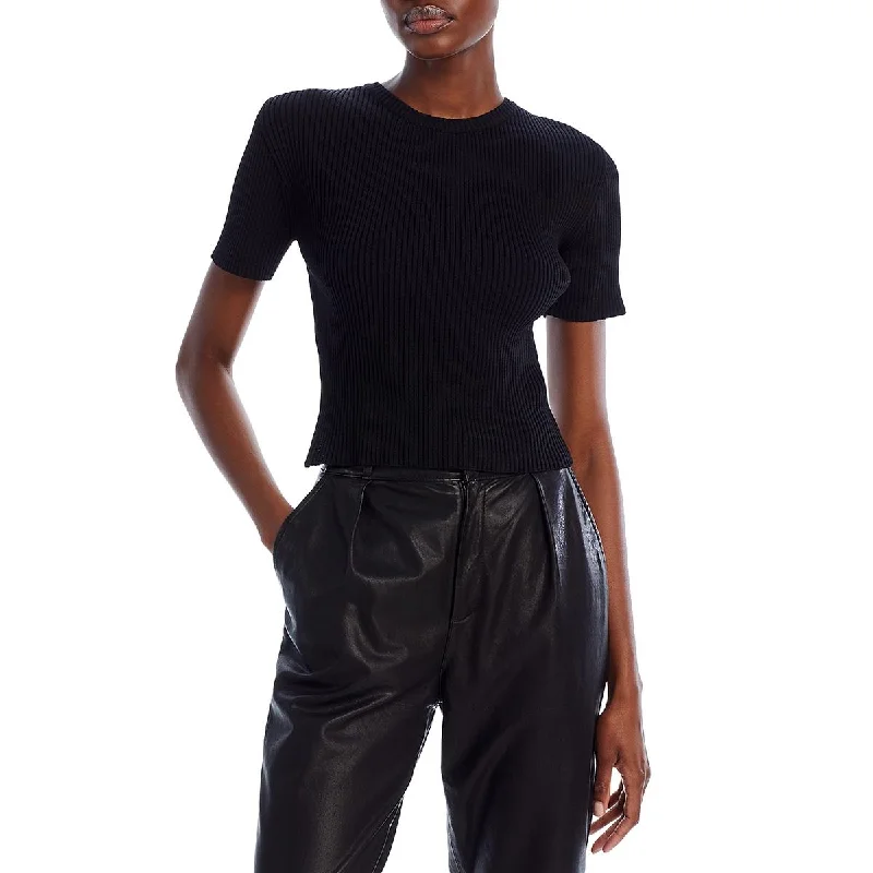 Lvir Womens Ribbon Ribbed Knit Blouse Bell Sleeve Blouse