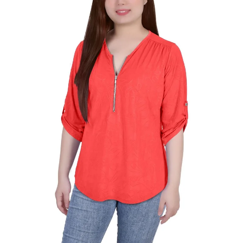 NY Collection Womens Petites Blouse Balloon Sleeve Blouse