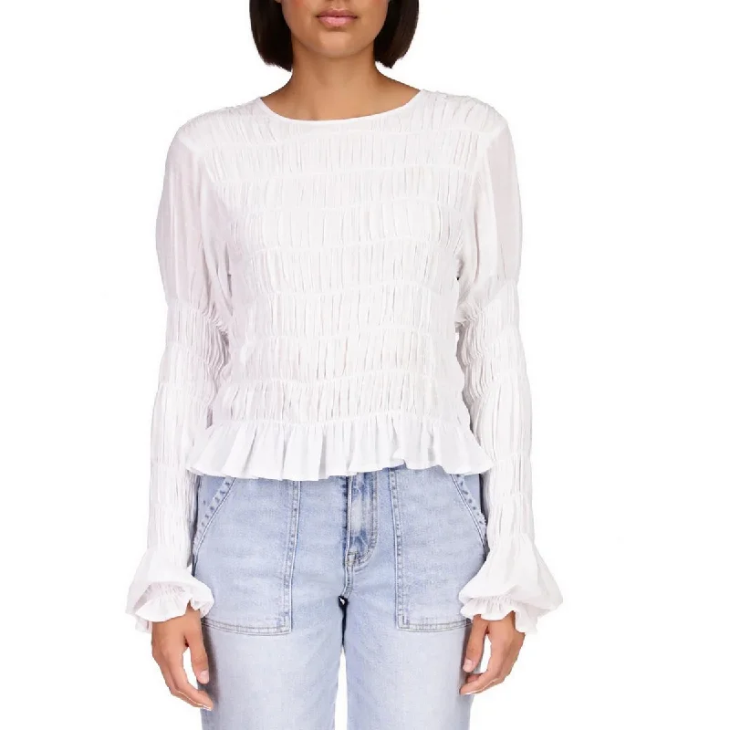 Sanctuary Womens Smocked Top Blouse Romantic Lace Blouse
