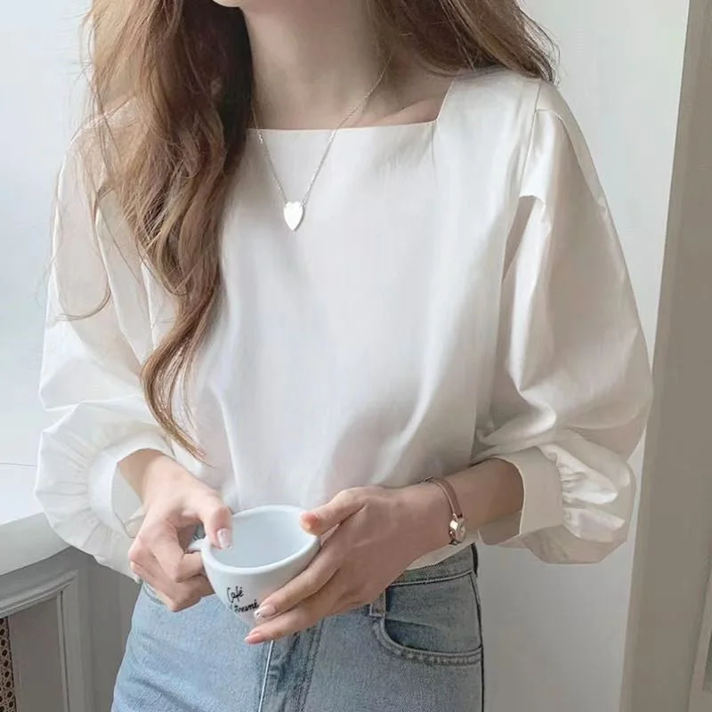 Women's Regular Long Sleeve Solid Color Shirts & Blouses S 427508 Gathered Detail Blouse