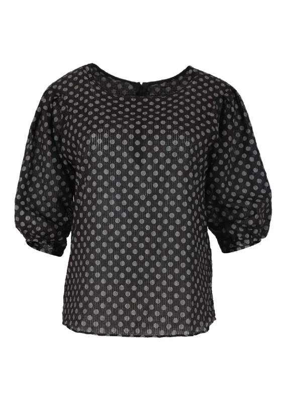 Polka Dot Blouse Black in Seersucker