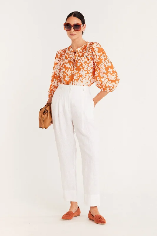 Valencia Blouse - Orange Floral