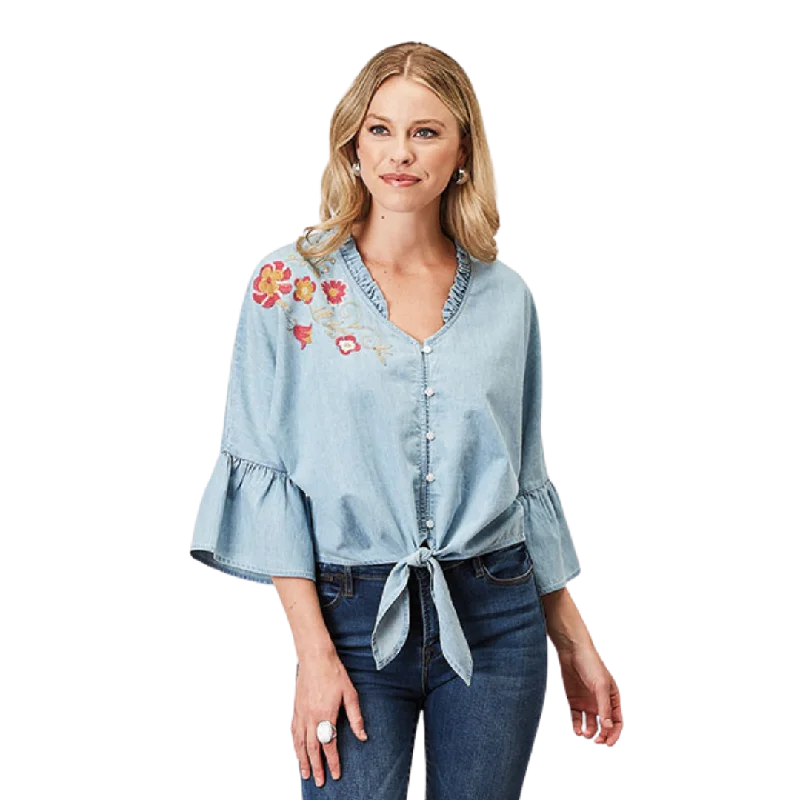 Roper Women's Cotton Denim Blue Blouse