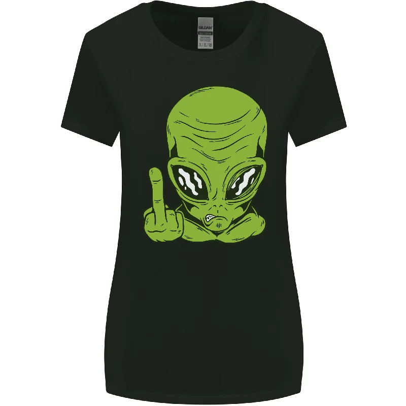 Angry Alien Finger Flip Funny Offensive Womens Wider Cut T-Shirt Cozy Warm Stylish
