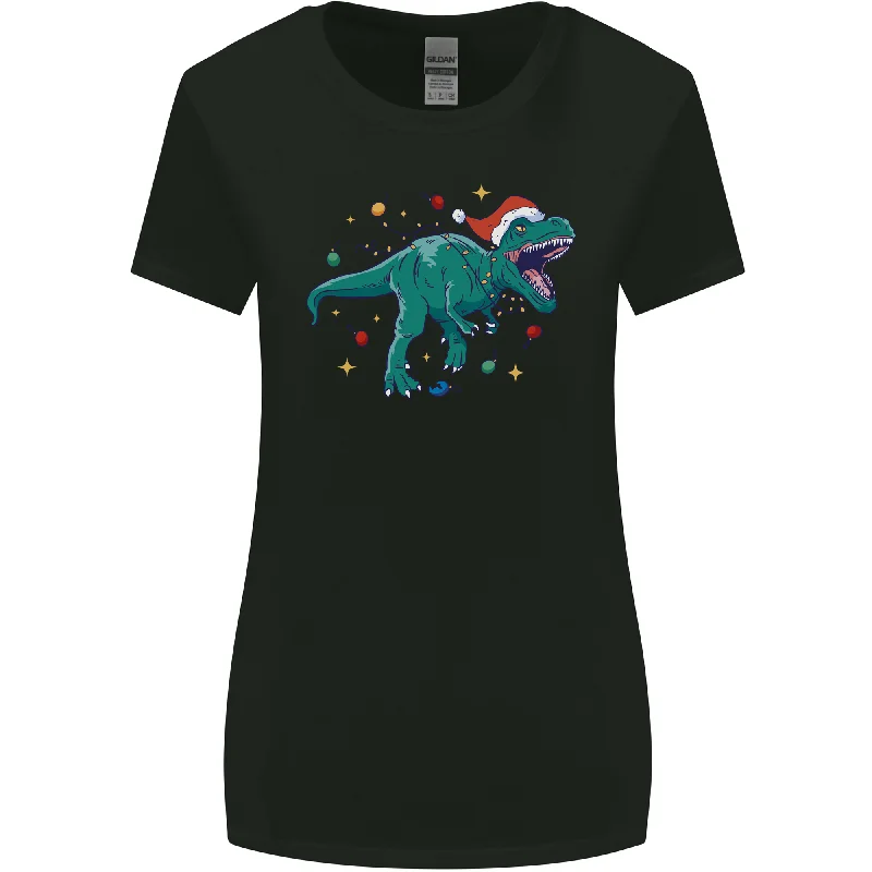 Angry Christmas T-Rex Xmas Dinosaur Womens Wider Cut T-Shirt Ribbed Striped Patterned Angry Christmas T-Rex Xmas Dinosaur Womens Wider Cut T-Shirt Ribbed Striped Patterned