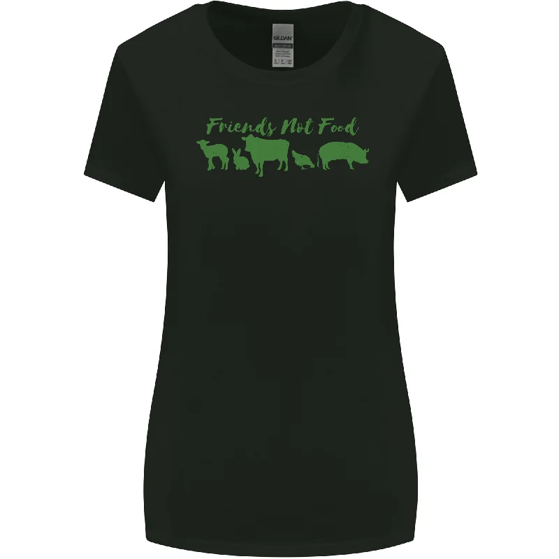Animals Are Friends Not Food Vegan Womens Wider Cut T-Shirt Iron Safe Non-Iron Wrinkle Free Animals Are Friends Not Food Vegan Womens Wider Cut T-Shirt Iron Safe Non-Iron Wrinkle Free