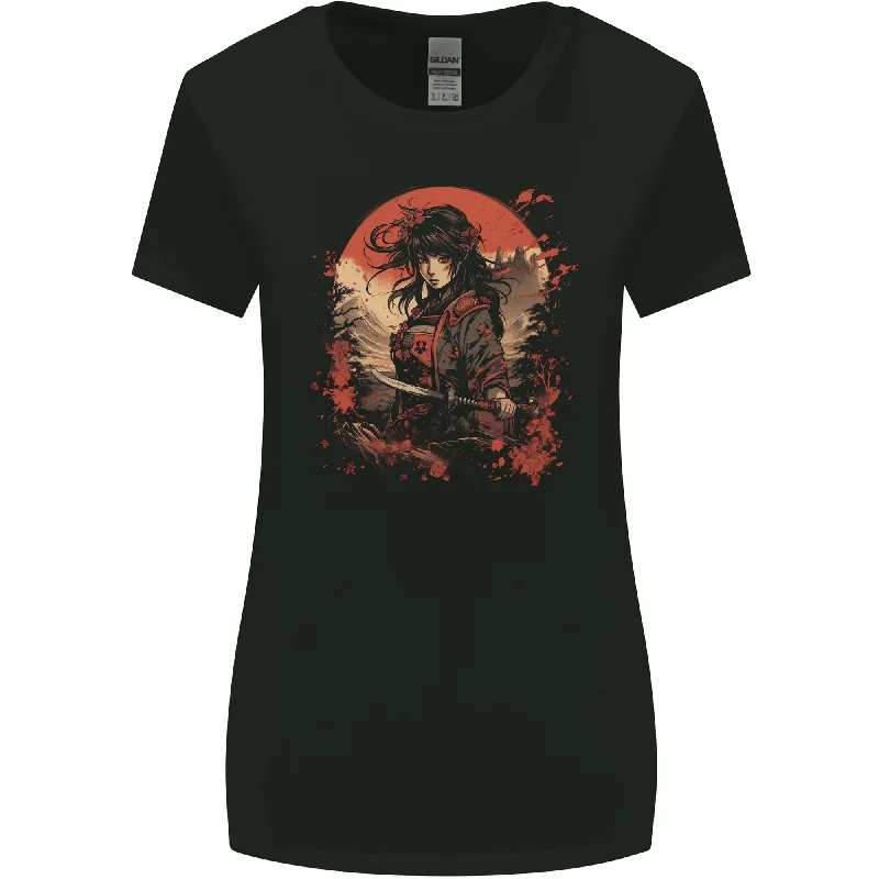 Anime Samurai Girl Fantasy Warrior Womens Wider Cut T-Shirt Thin T-Shirt Open Front Quick Dry Anime Samurai Girl Fantasy Warrior Womens Wider Cut T-Shirt Thin T-Shirt Open Front Quick Dry