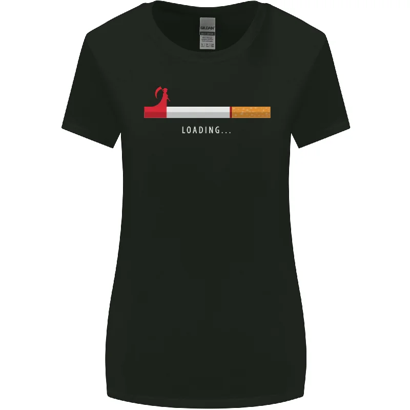 Anti Smoking Grim Reaper Smoker Give UP Womens Wider Cut T-Shirt Zippered Buttoned Snapped Anti Smoking Grim Reaper Smoker Give UP Womens Wider Cut T-Shirt Zippered Buttoned Snapped