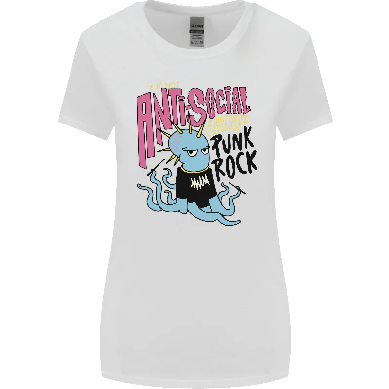 Anti Social Punk Rock Skinhead Octopus Womens Wider Cut T-Shirt Beaded Sequined Faux Fur Anti Social Punk Rock Skinhead Octopus Womens Wider Cut T-Shirt Beaded Sequined Faux Fur