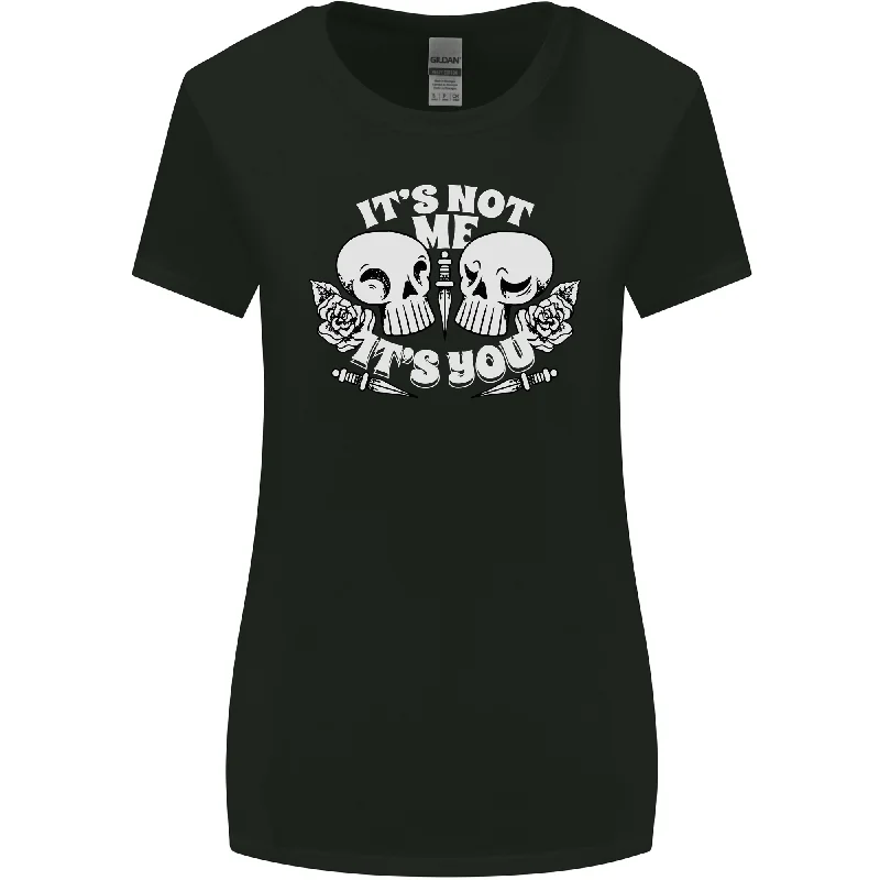 Anti Valentines Singles Day Skull Its Not Me Womens Wider Cut T-Shirt Zippered Buttoned Snapped Anti Valentines Singles Day Skull Its Not Me Womens Wider Cut T-Shirt Zippered Buttoned Snapped