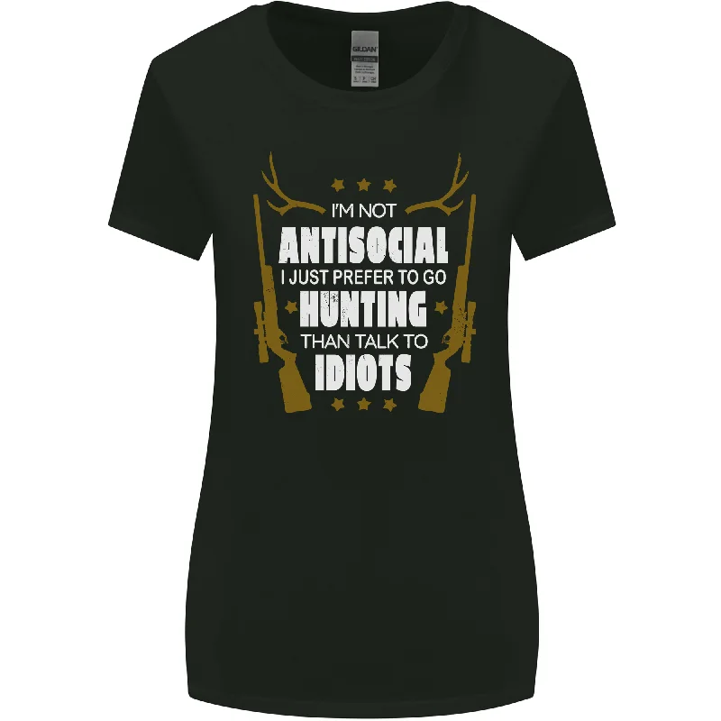 Antisocial I Prefer to Go Hunting Hunter Womens Wider Cut T-Shirt Boxy Fit Fitted Loose Antisocial I Prefer to Go Hunting Hunter Womens Wider Cut T-Shirt Boxy Fit Fitted Loose