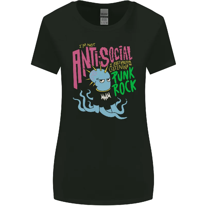 Antisocial Punk Rock Skinhead Octopus Womens Wider Cut T-Shirt Zippered Buttoned Snapped Antisocial Punk Rock Skinhead Octopus Womens Wider Cut T-Shirt Zippered Buttoned Snapped