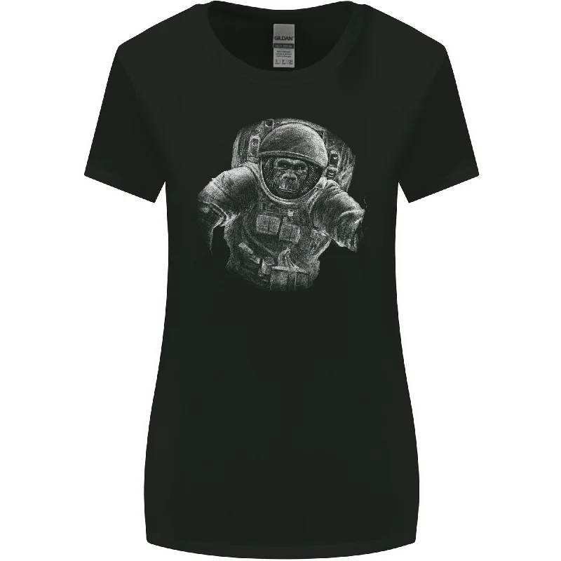 Ape Astronaut Spaceman Gorilla Womens Wider Cut T-Shirt Elasticated Padded Insulated Ape Astronaut Spaceman Gorilla Womens Wider Cut T-Shirt Elasticated Padded Insulated