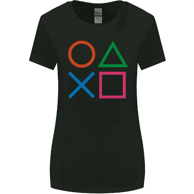 Arcade Game Console Buttons Gaming Gamer Womens Wider Cut T-Shirt Satin Fabric Silk Fabric Chiffon Fabric Arcade Game Console Buttons Gaming Gamer Womens Wider Cut T-Shirt Satin Fabric Silk Fabric Chiffon Fabric