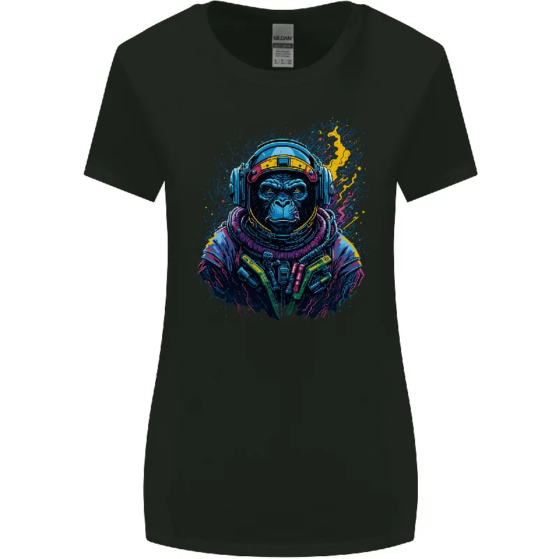 Astro Kong Spaceman Ape Astronaut Womens Wider Cut T-Shirt Graphic T-Shirt Round Neck Polyester Astro Kong Spaceman Ape Astronaut Womens Wider Cut T-Shirt Graphic T-Shirt Round Neck Polyester