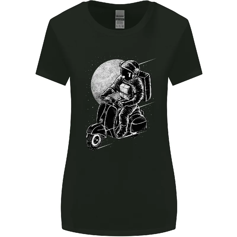 Astro Scooter Spaceman Biker Motorcycle MOD Womens Wider Cut T-Shirt Hooded Caped Shawl Collar Astro Scooter Spaceman Biker Motorcycle MOD Womens Wider Cut T-Shirt Hooded Caped Shawl Collar