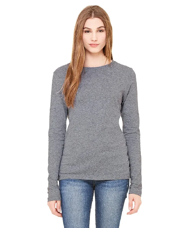 Bella+Canvas Ladies Long Sleeve T-Shirt | Deep Heather Mesh Blend Leather Blend Suede Blend Bella+Canvas Ladies Long Sleeve T-Shirt | Deep Heather Mesh Blend Leather Blend Suede Blend