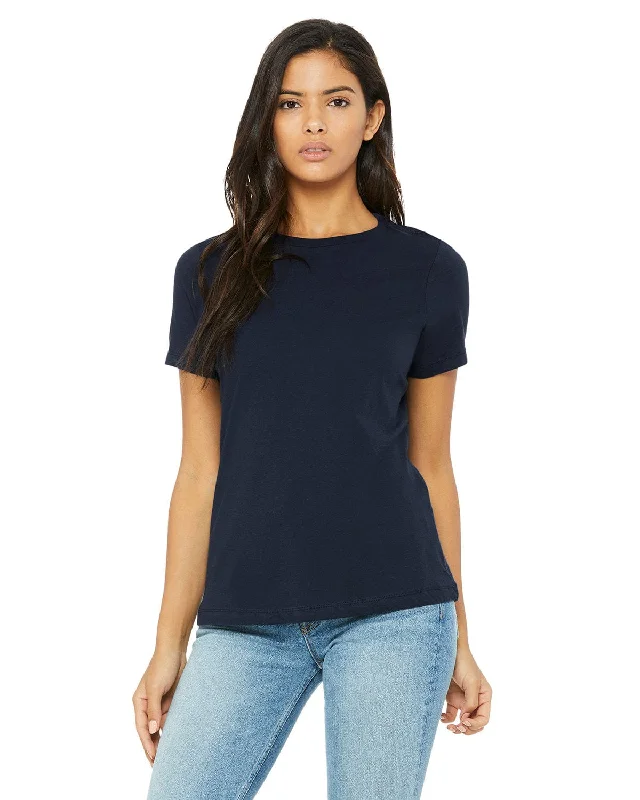 Bella+Canvas Ladies Relaxed Short Sleeve Jersey T-Shirt | Navy Zippered Front Buttoned Front Snap Front