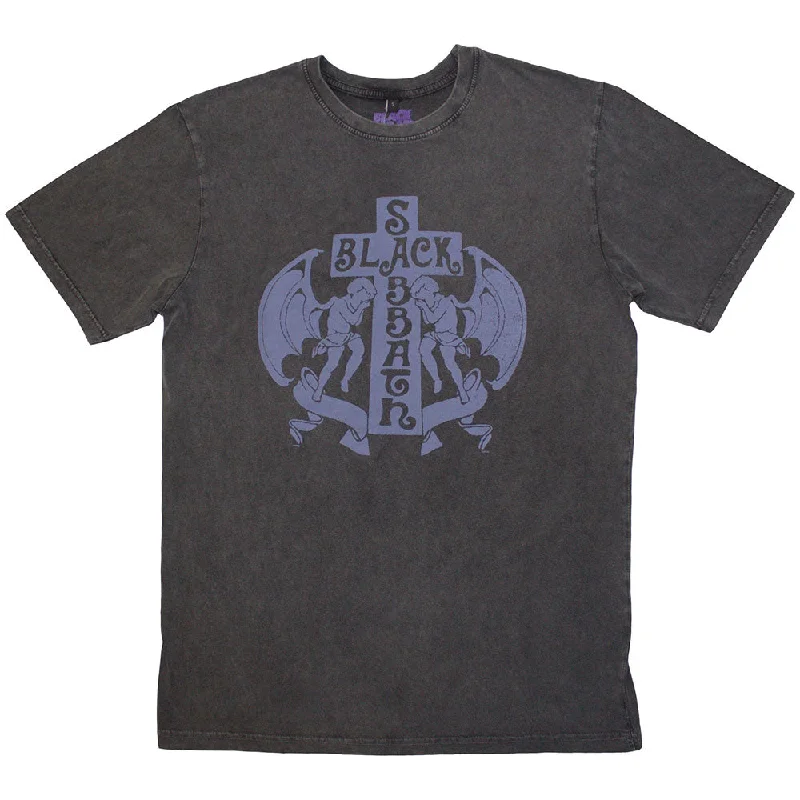 Black Sabbath | Official Stone Wash Band T-Shirt | Angels Stone Wash Houndstooth Herringbone Solid