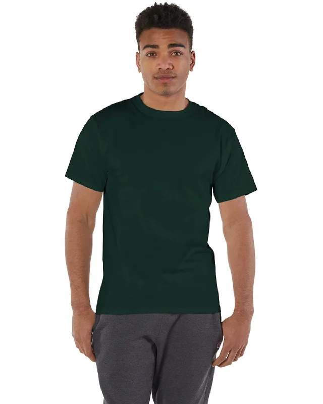 Champion Cotton T-Shirt | Dark Green Jersey Fabric Tulle Fabric Batik Fabric