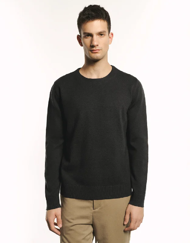 Crew Neck Knitted T-Shirt Iron Safe Non-Iron Wrinkle Free