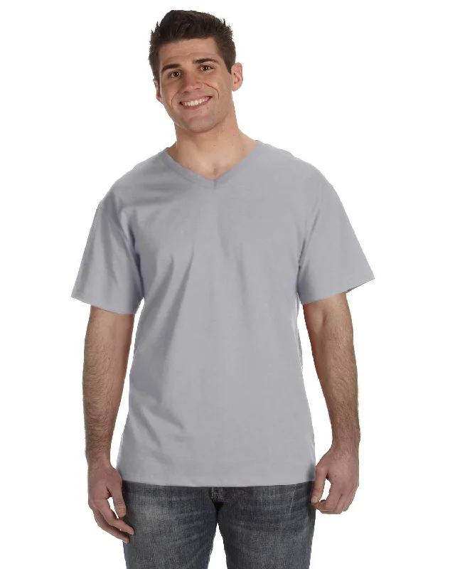Fruit of the Loom 5 oz. 100% Heavy Cotton HD V-Neck T-Shirt | Athletic Heather Terry Blend Velvet Blend Canvas Blend