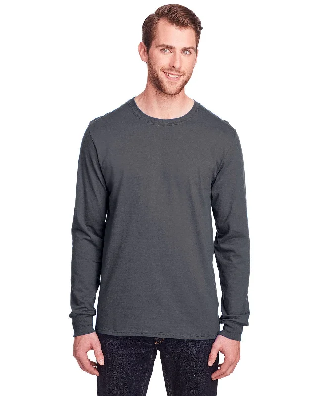 Fruit of the Loom Adult ICONIC Long Sleeve T-Shirt | Charcoal Grey Beaded Sequined Faux Fur Fruit of the Loom Adult ICONIC Long Sleeve T-Shirt | Charcoal Grey Beaded Sequined Faux Fur