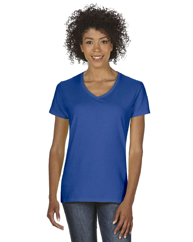 Gildan Ladies Heavy Cotton 5.3 oz. V-Neck T-Shirt | Royal Modern Contemporary Chic