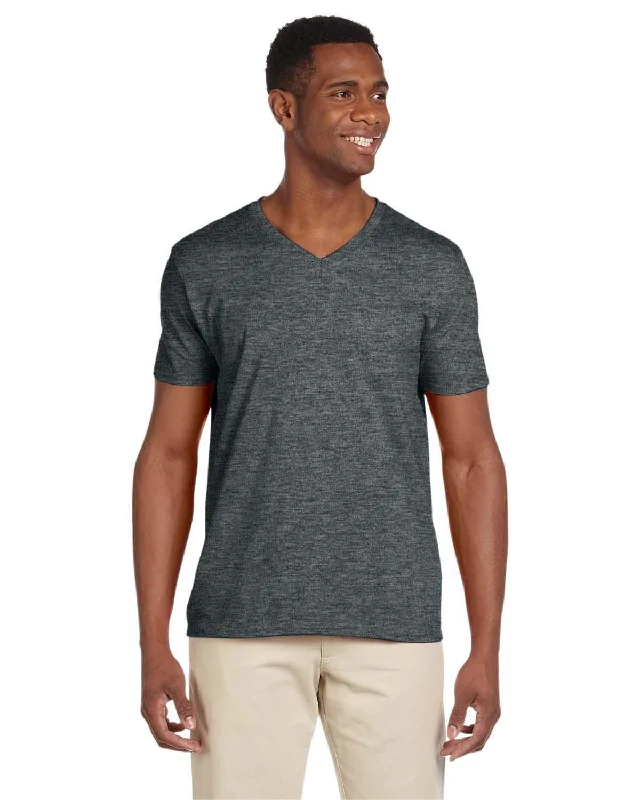 Gildan SoftStyle V-Neck T-Shirt | Dark Heather Zippered Front Buttoned Front Snap Front Gildan SoftStyle V-Neck T-Shirt | Dark Heather Zippered Front Buttoned Front Snap Front