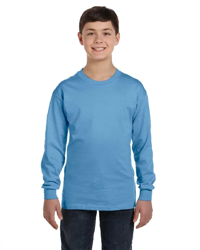 Gildan Youth Heavy Cotton Long Sleeve T-Shirt | Carolina Blue Plaid T-Shirt Polka Dot Checkered Gildan Youth Heavy Cotton Long Sleeve T-Shirt | Carolina Blue Plaid T-Shirt Polka Dot Checkered