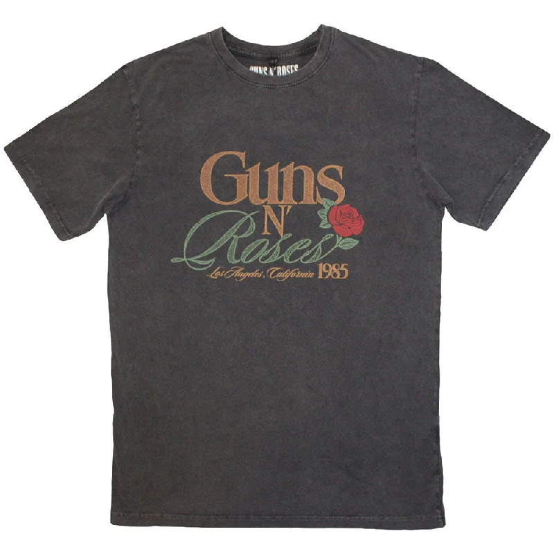 Guns N' Roses | Official Stone Wash Band T-Shirt | California 1985 Stone Wash Collared Crew Neck Turtle Neck Guns N' Roses | Official Stone Wash Band T-Shirt | California 1985 Stone Wash Collared Crew Neck Turtle Neck