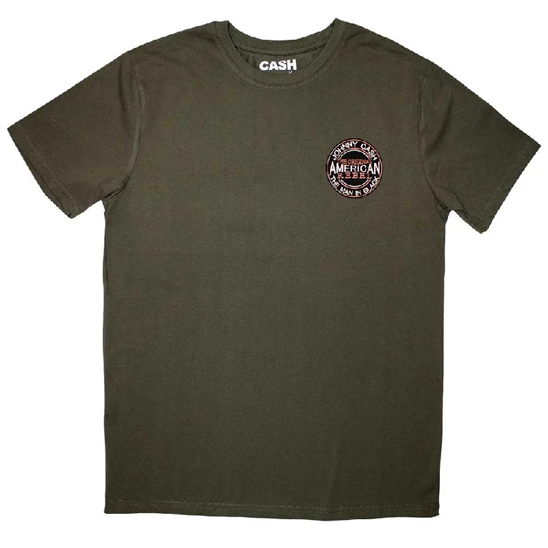 Johnny Cash | Official Band T-Shirt | Mini American Rebel Logo V-Neck T-Shirt Long Sleeve Cotton Johnny Cash | Official Band T-Shirt | Mini American Rebel Logo V-Neck T-Shirt Long Sleeve Cotton